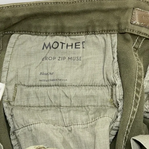 MOTHER Crop Zip Muse Mid Rise Skinny Olive Green Size: 26 - Picture 9 of 12